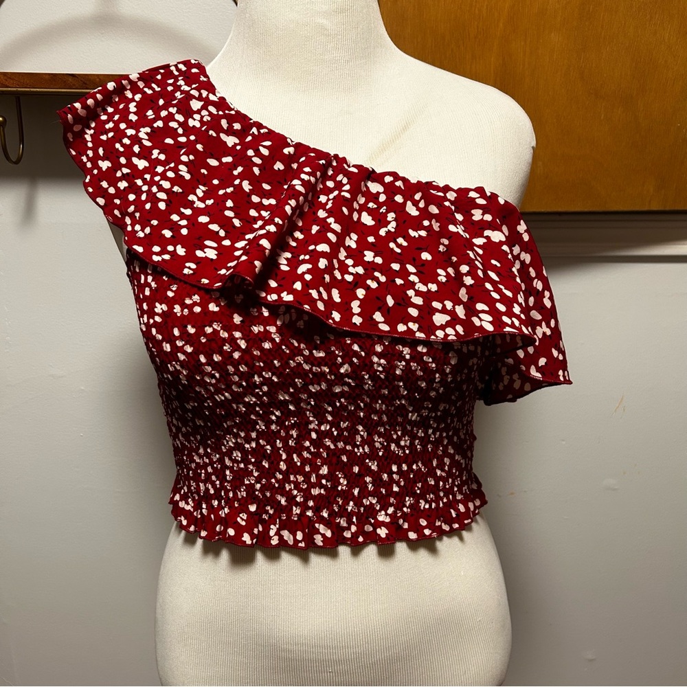 Red One Shoulder Crop Top